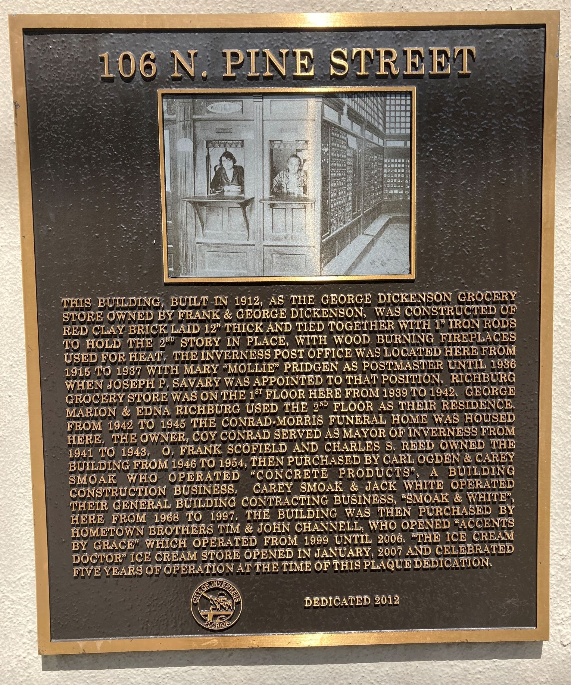 106 N Pine Ave plaque - 2022