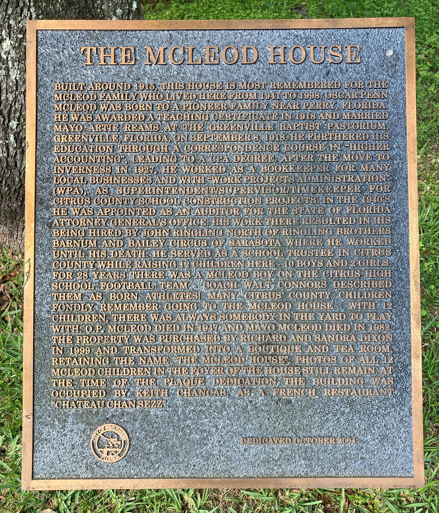 207 N Apopke Ave plaque - 2022
